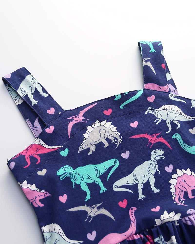 Frogwill Toddler Girls Dinosaur Dress Fifties Summer Tank Top 2-7Y (5T, Dinosaur) - Image 3